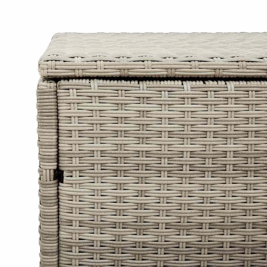 Boîte de rangement de jardin gris clair 110x50x58 cm rotin - 8