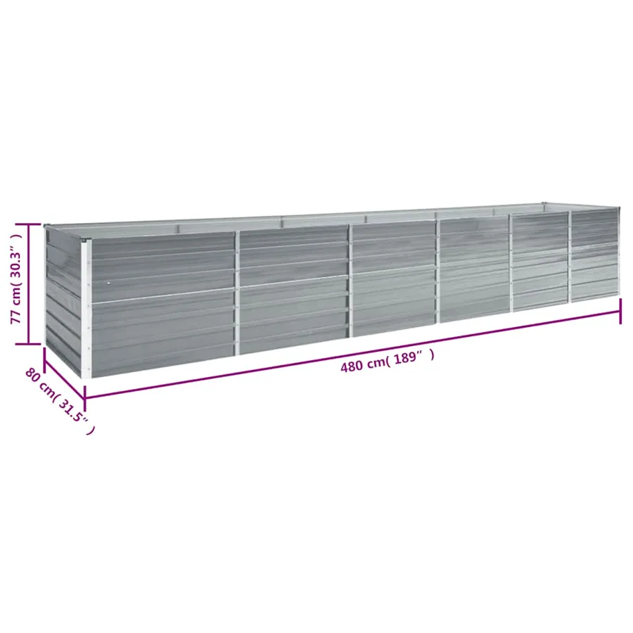 Lit surélevé de jardin Acier galvanisé 480x80x77 cm Gris - 8
