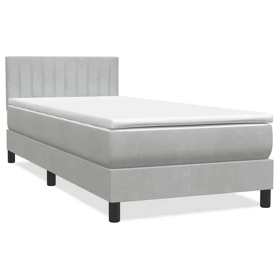 Sommier à lattes de lit et matelas et LED gris clair 90x210 cm velours - 3