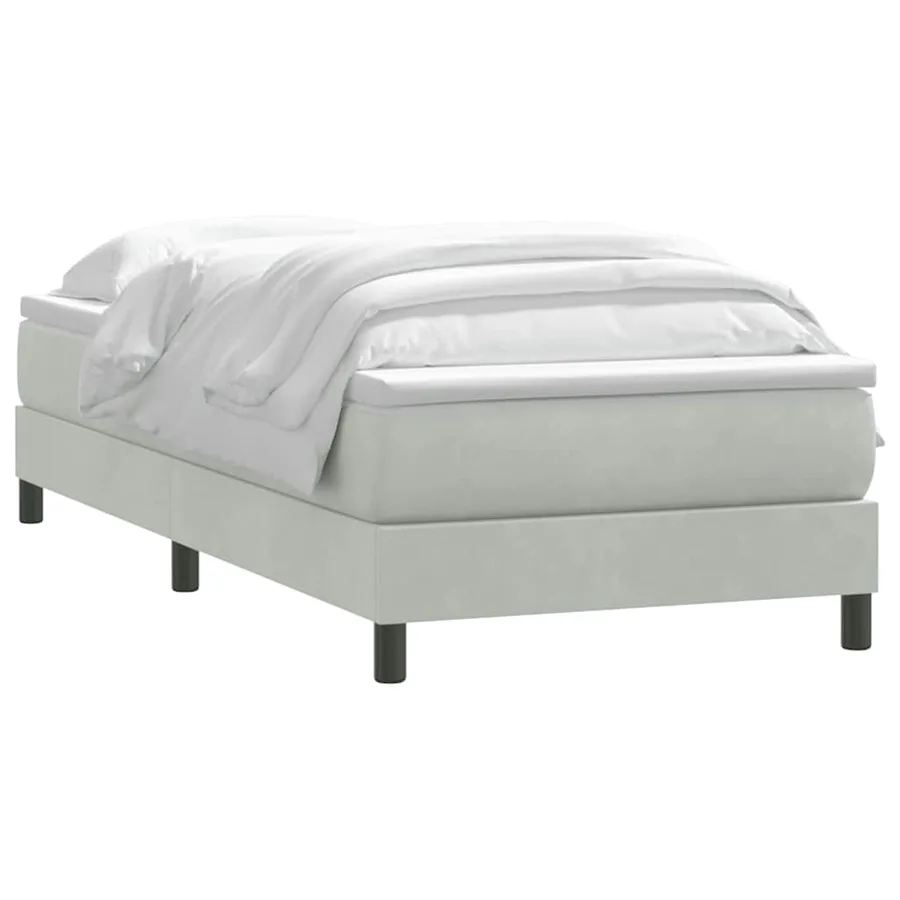 Sommier à lattes de lit et matelas gris clair 90x210 cm velours - 3