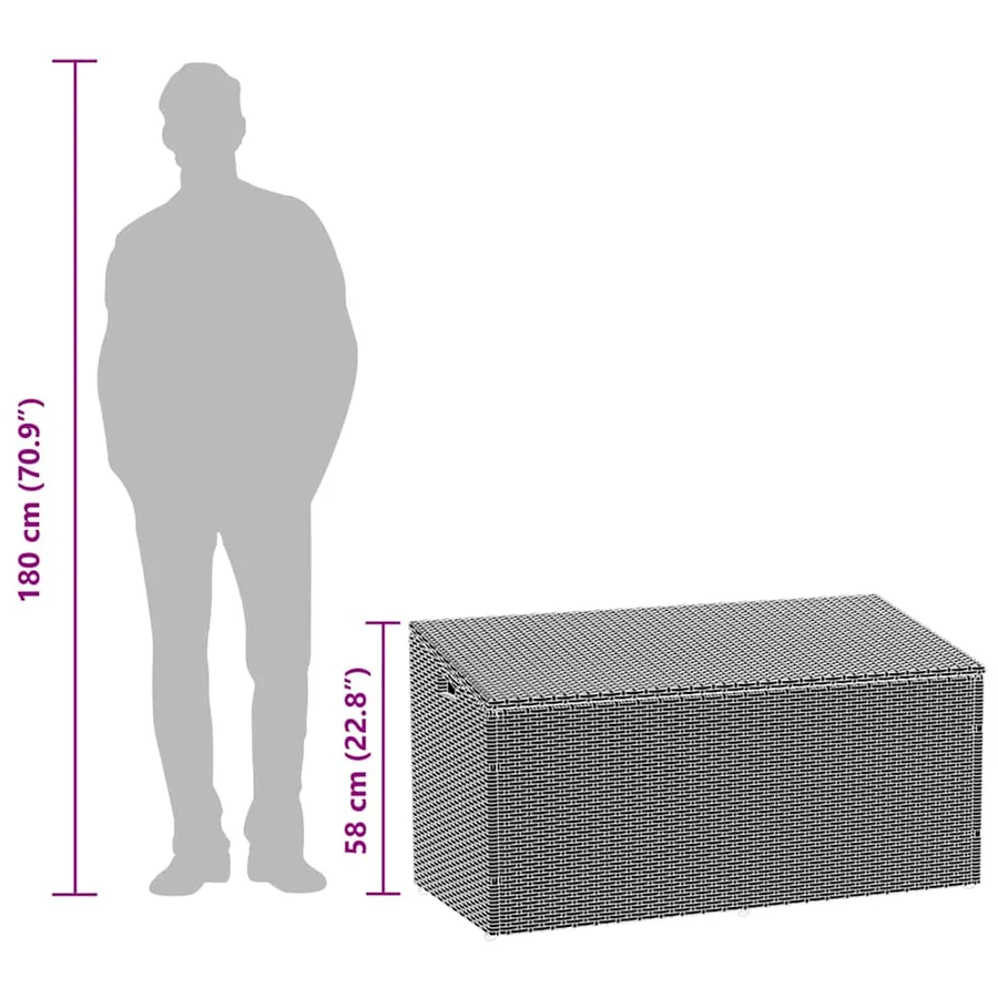 Coffre de rangement de jardin Gris 110 x 50 x 58 cm Résine tressée - 12