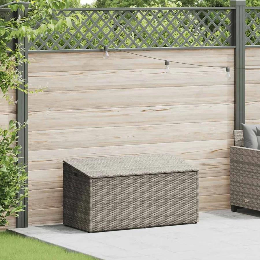 Coffre de rangement de jardin Gris 110 x 50 x 58 cm Résine tressée - 2
