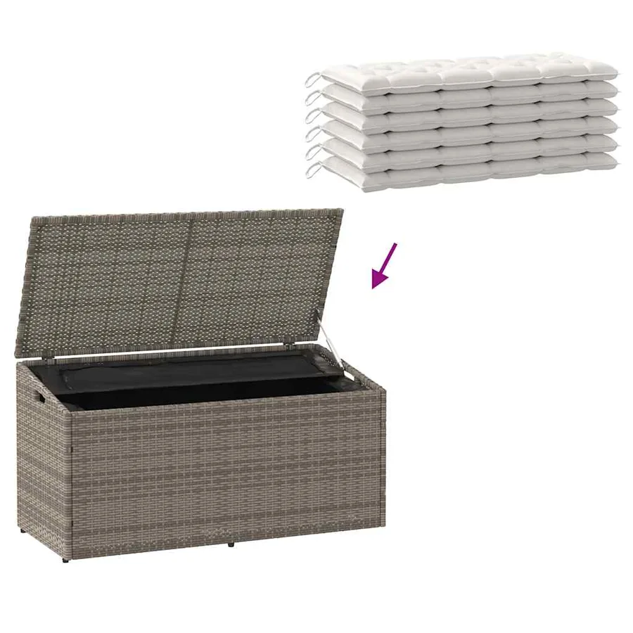 Coffre de rangement de jardin Gris 110 x 50 x 58 cm Résine tressée - 7