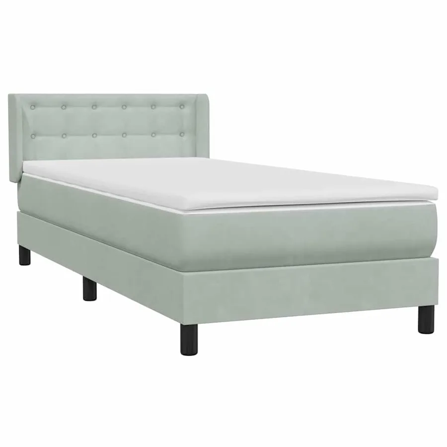 Sommier à lattes de lit et matelas gris clair 90x210 cm velours - 4