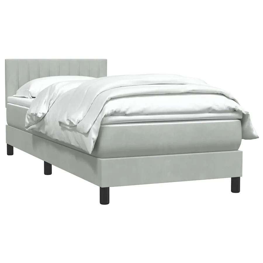 Sommier à lattes de lit et matelas gris clair 90x210 cm velours - 4