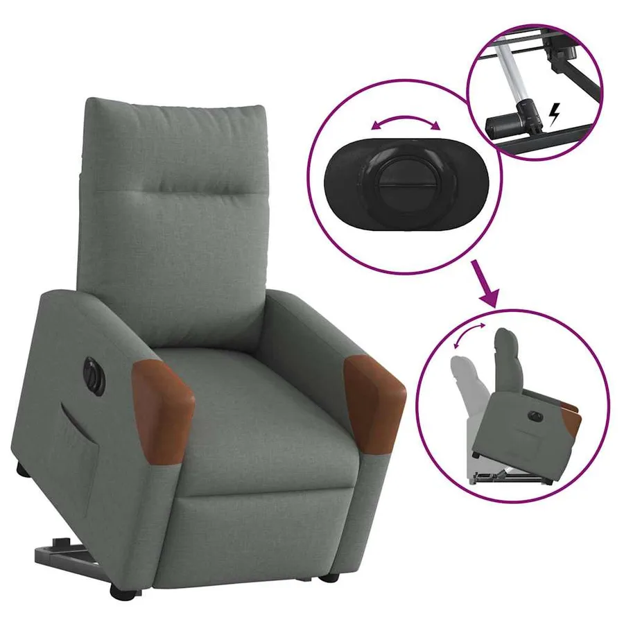 Fauteuil inclinable électrique gris foncé tissu - 8