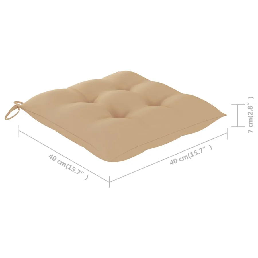 Chaises de jardin et coussins beige lot de 8 Bois teck massif - 12