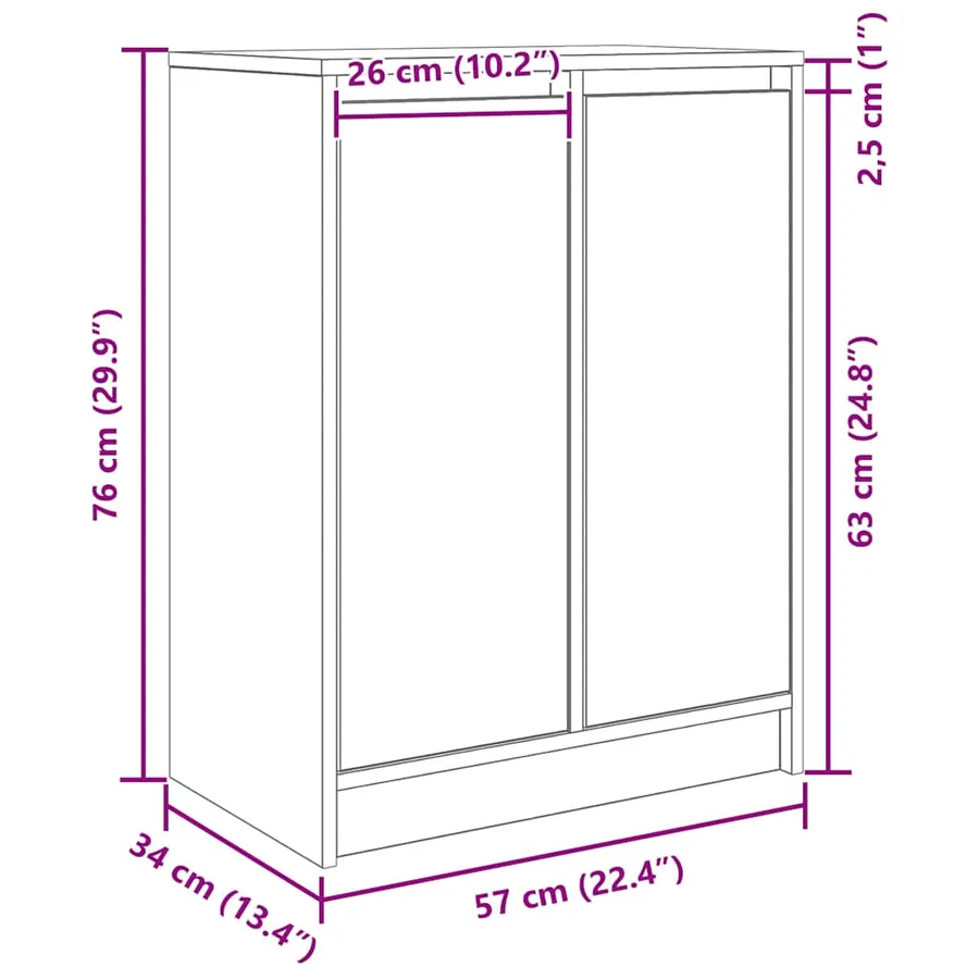 Buffet gris béton 57x34x76 cm bois d'ingénierie - 12