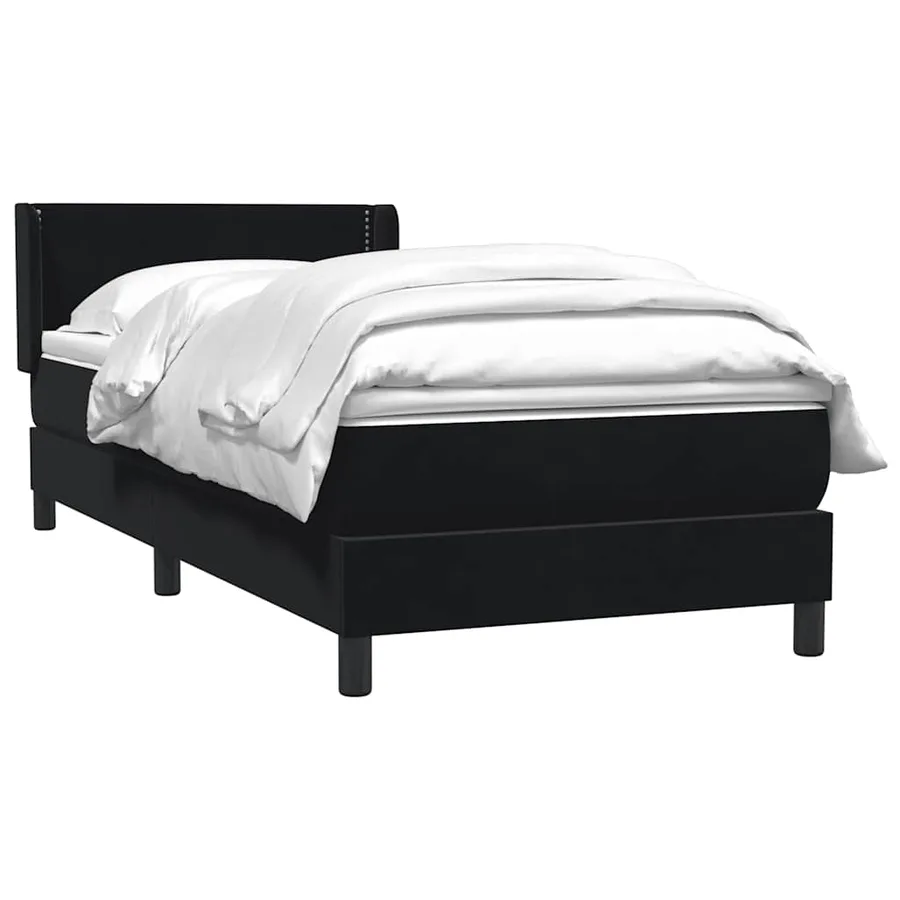 Sommier à lattes de lit avec matelas noir 100x210 cm velours - 3