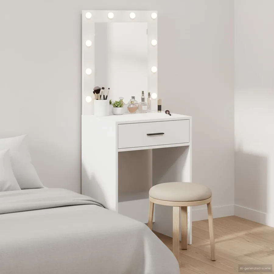 Table de Toilette Blanc 50 x 41 x 135 cm Bois d'ingénierie