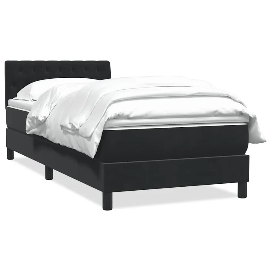 Sommier à lattes de lit avec matelas noir 100x210 cm velours - 2