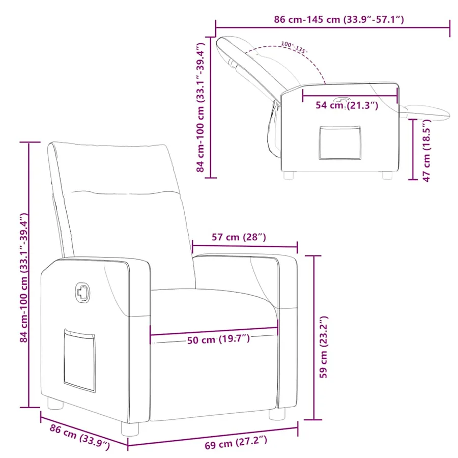 Fauteuil inclinable en tissu gris foncé - 12