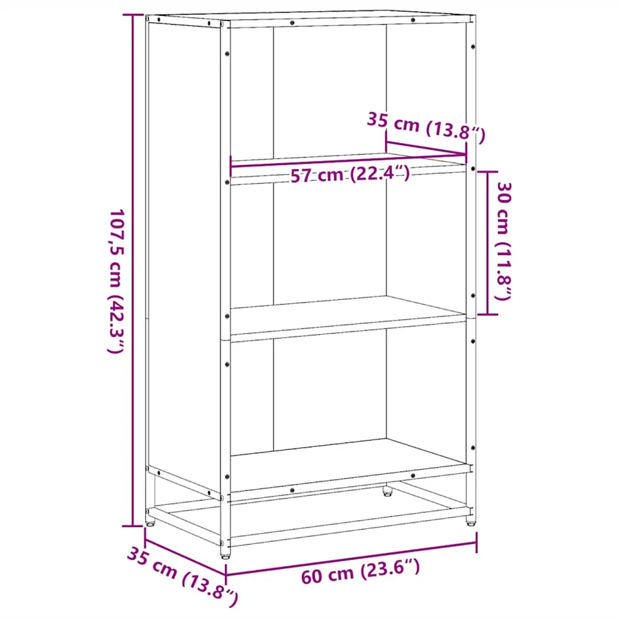 Bibliothèque chêne marron 60x35x107,5 cm bois d'ingénierie - 9