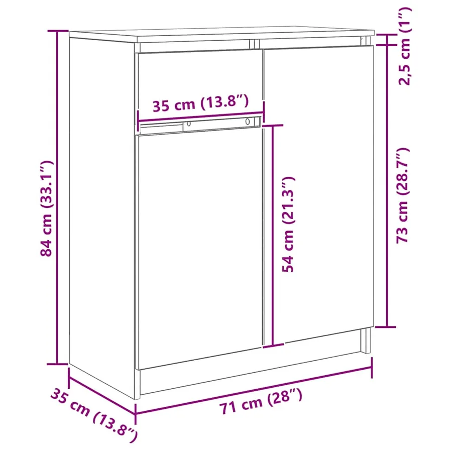 Buffet avec tiroir blanc 71x35x84 cm bois d'ingénierie - 14