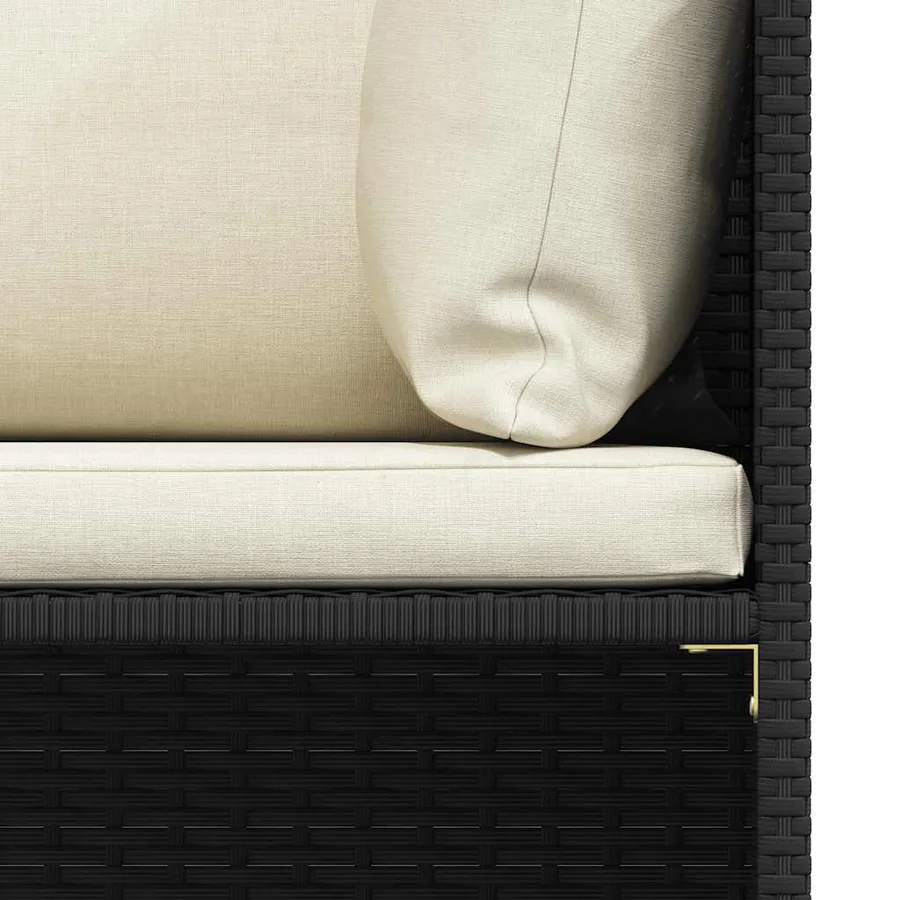 Canapé de jardin à 2 places avec coussins Noir Résine tressée - 7