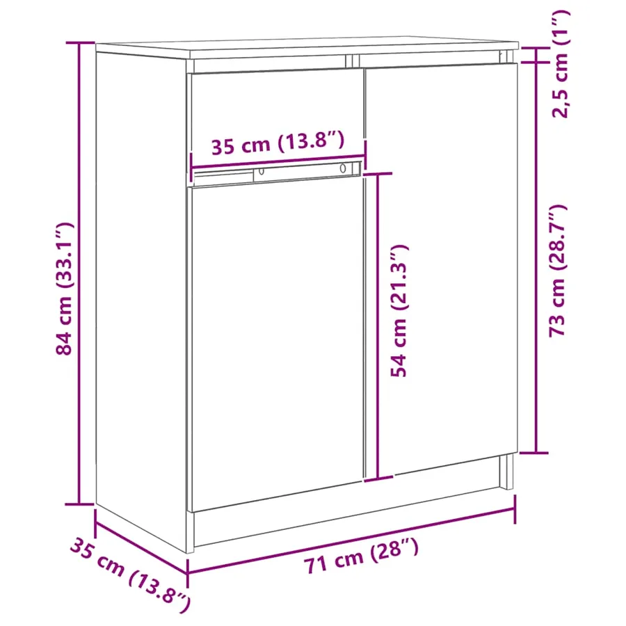 Buffet avec tiroir vieux bois 71x35x84 cm bois d'ingénierie - 14
