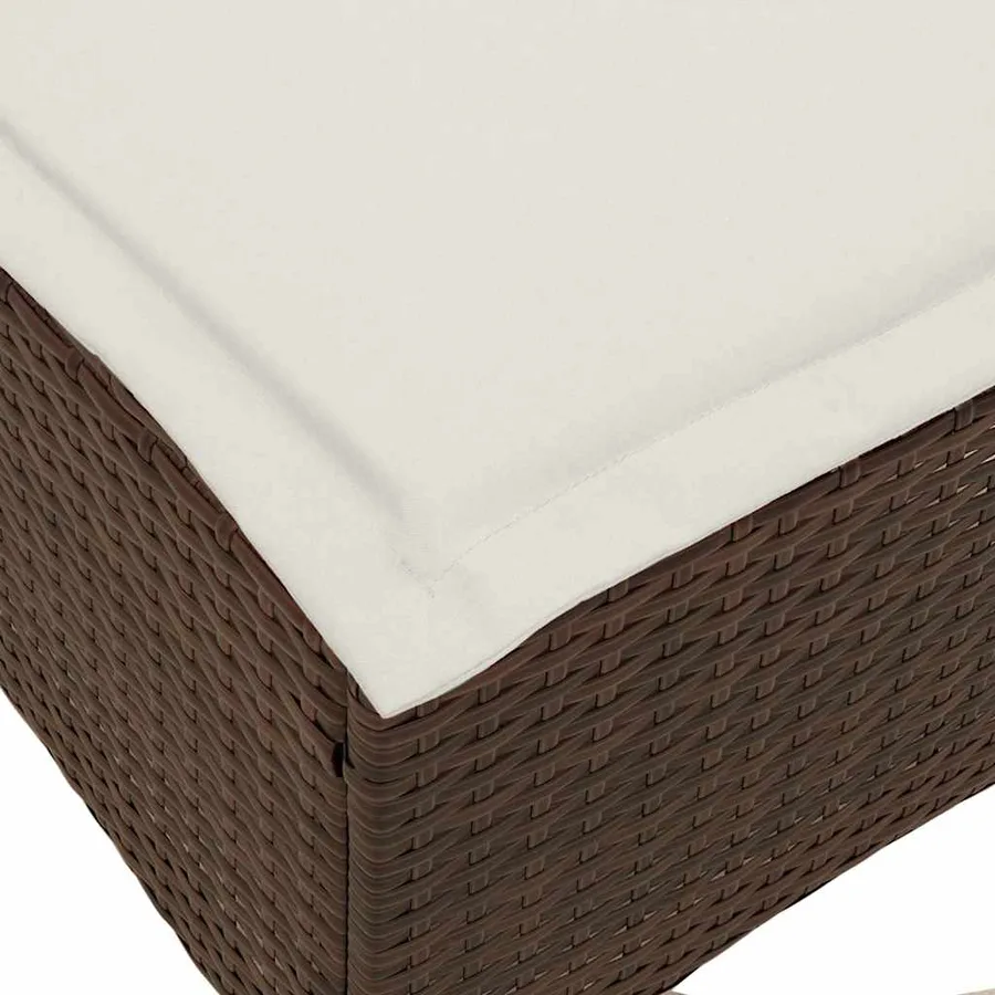 Tabourets jardin coussins 2pcs marron 55x55x36cm résine tressée - 7