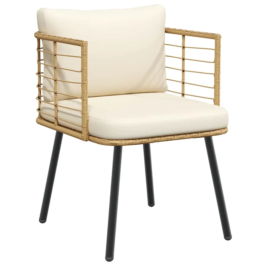 Chaises de jardin lot de 2 avec coussins naturel résine tressée - 4