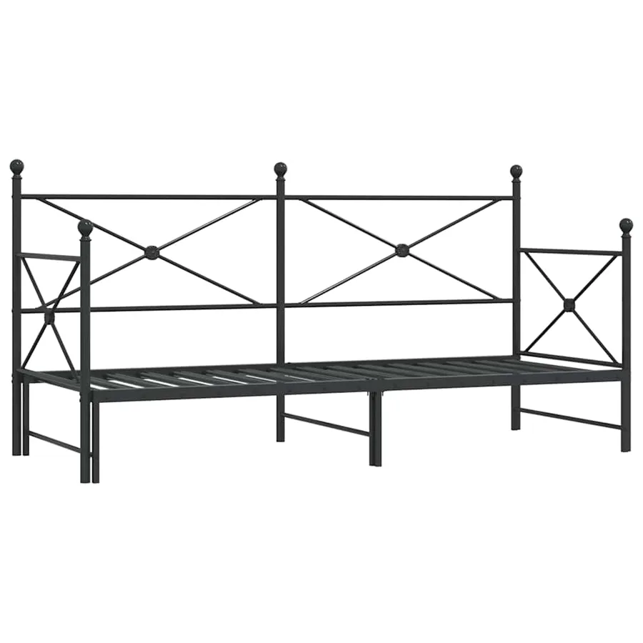 Lit de jour avec gigogne sans matelas noir 75x190 cm - 2