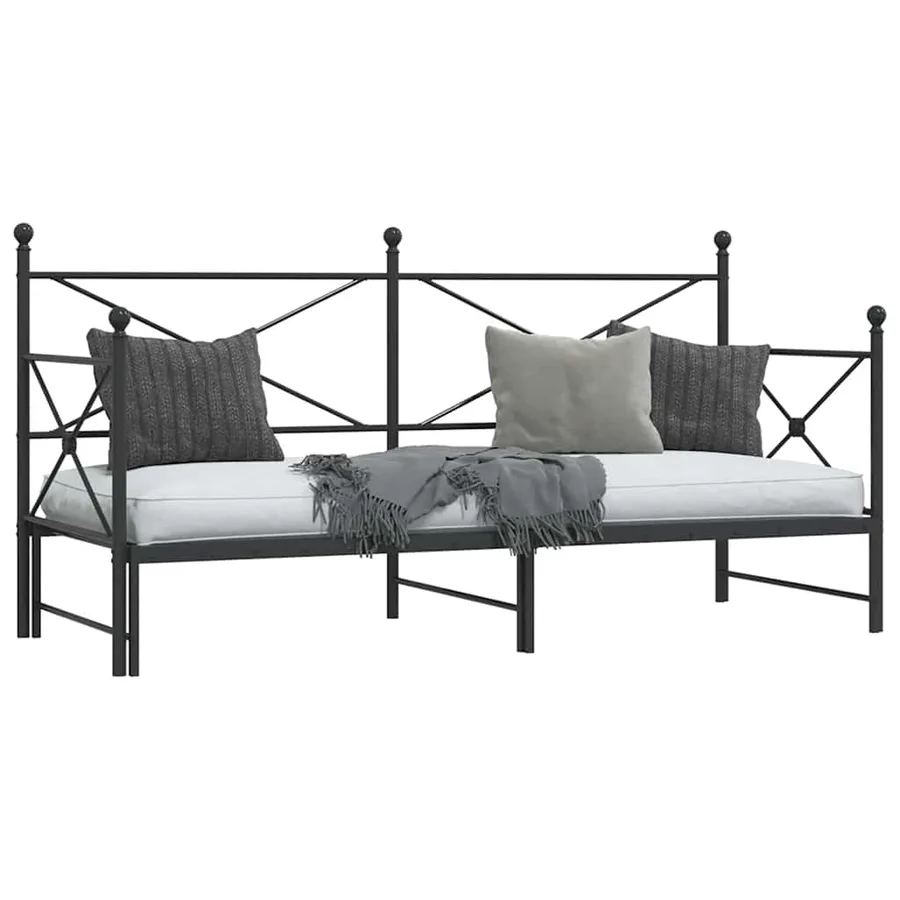 Lit de jour avec gigogne sans matelas noir 75x190 cm - 5
