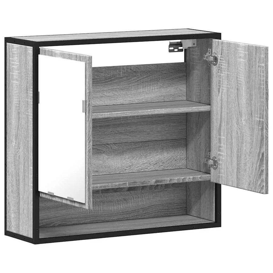 Armoire à miroir de salle de bain sonoma gris bois d’ingénierie - 8