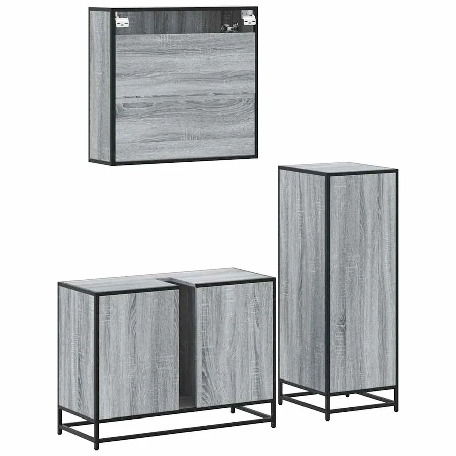 Ensemble de meubles de salle de bain 3 pcs Sonoma gris - 8