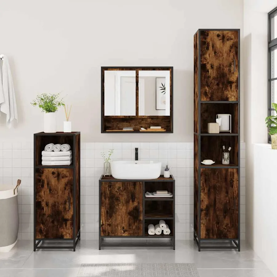 Ensemble de meubles de salle de bain 2 pcs Chêne fumé - 4