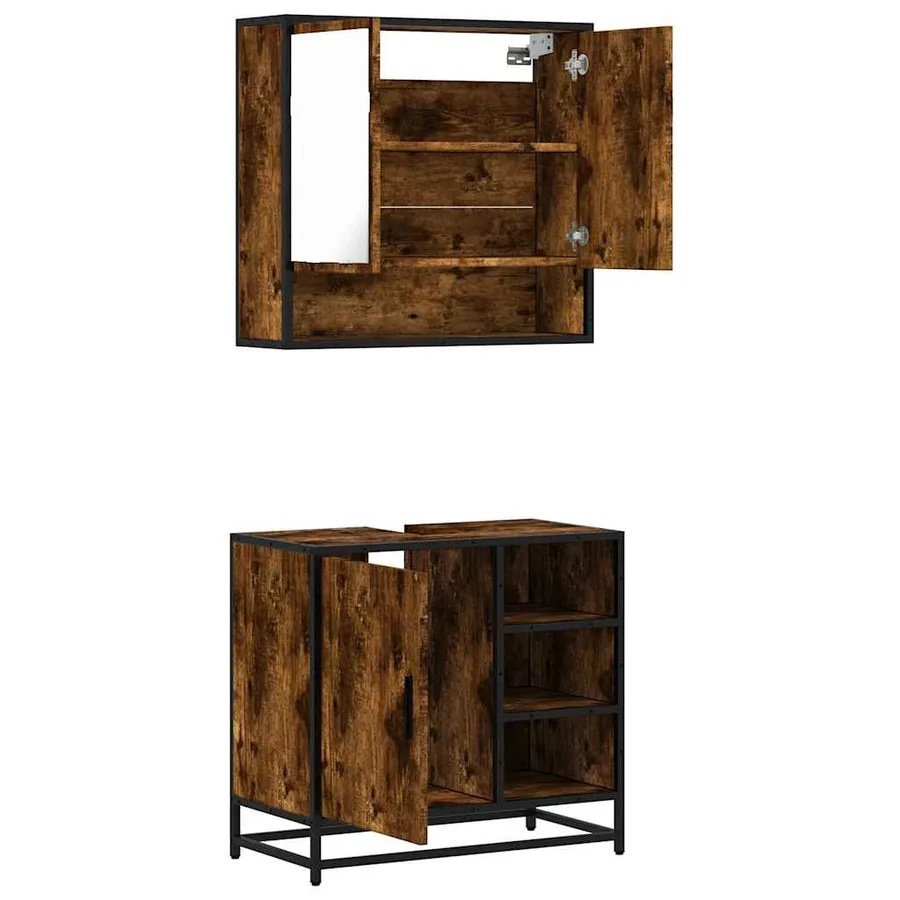 Ensemble de meubles de salle de bain 2 pcs Chêne fumé - 8