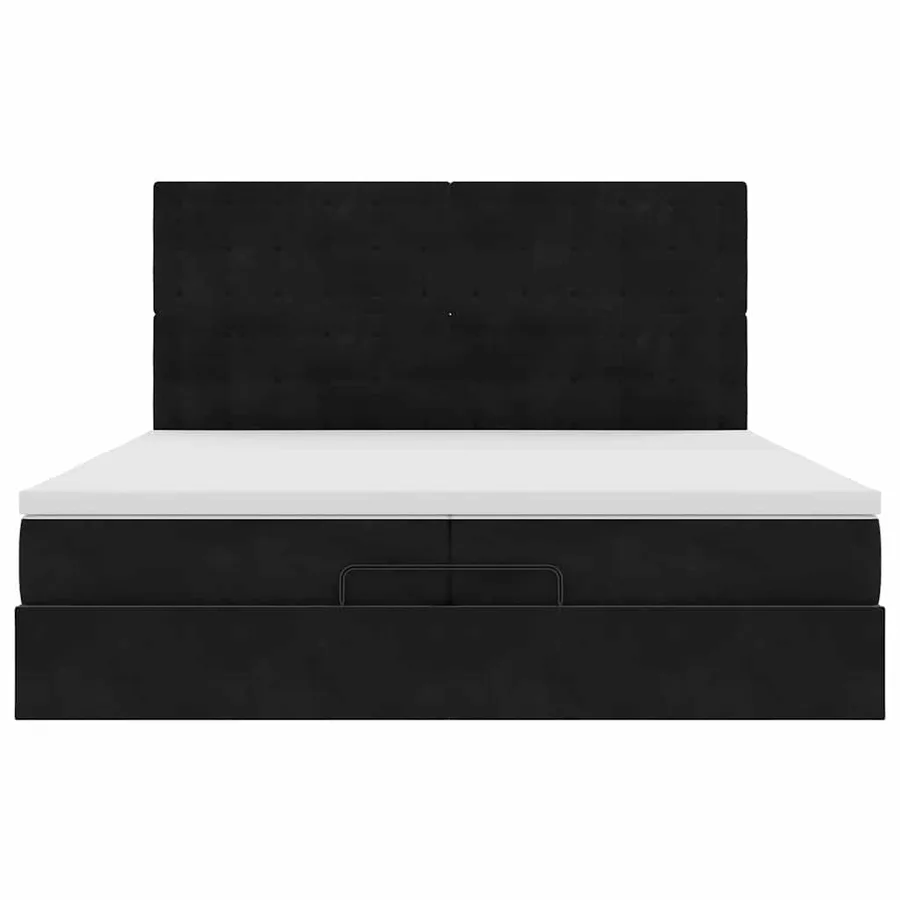 Cadre de lit ottoman avec matelas noir 200x200cm velours - 7