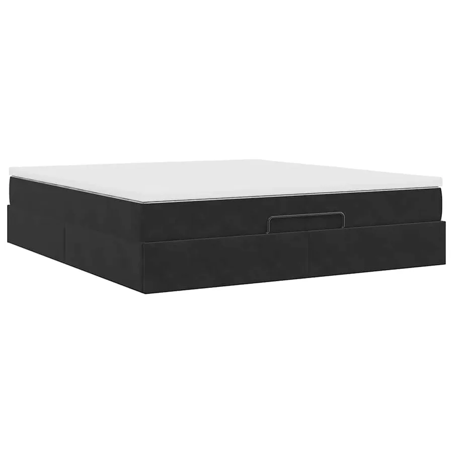 Cadre de lit ottoman avec matelas noir 200x200cm velours - 10