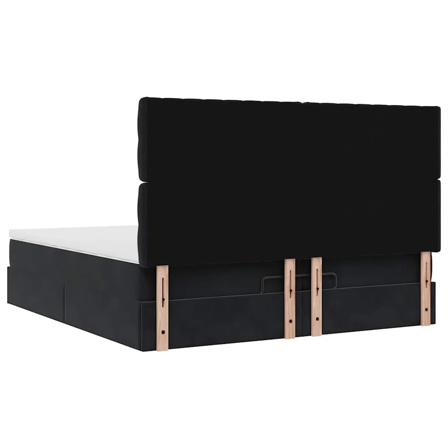 Cadre de lit ottoman avec matelas noir 200x200cm velours - 10