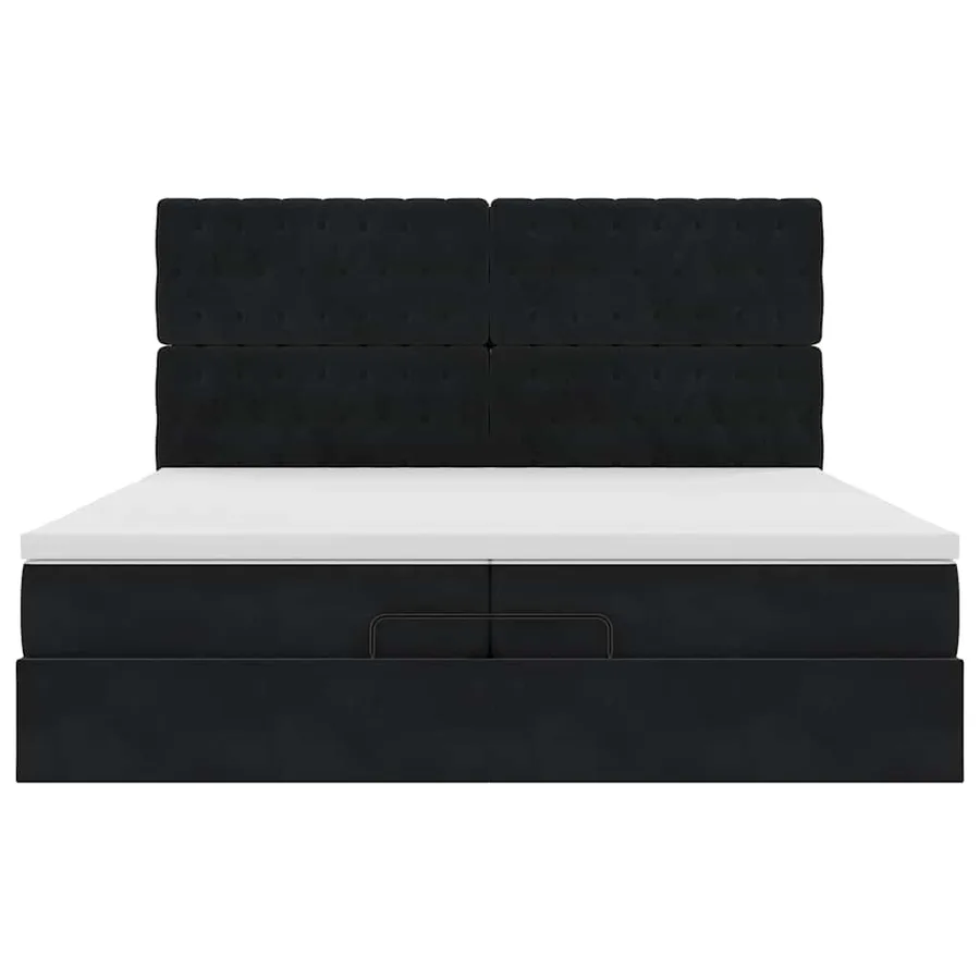 Cadre de lit ottoman avec matelas noir 200x200cm velours - 8