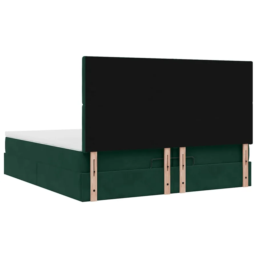 Cadre de lit ottoman avec matelas vert foncé 200x200 cm velours - 12