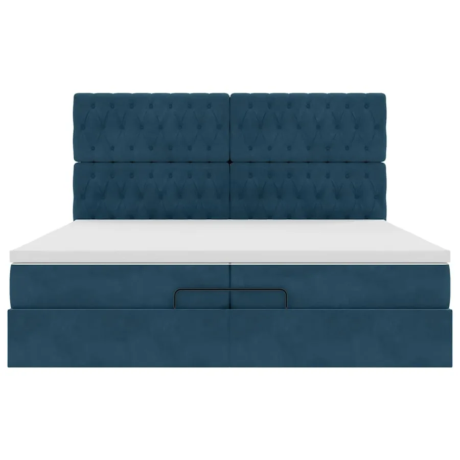 Cadre de lit ottoman avec matelas bleu foncé 200x200 cm velours - 7