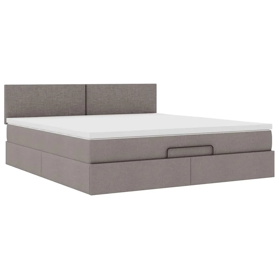Cadre de lit ottoman avec matelas taupe 180x200 cm tissu - 6
