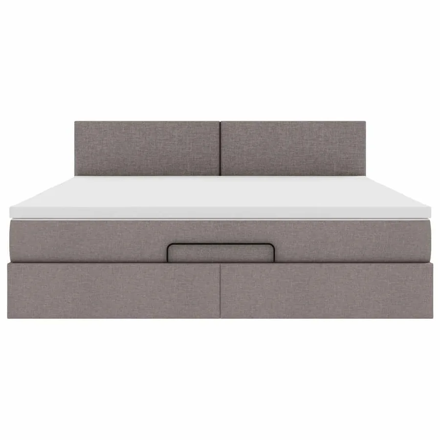 Cadre de lit ottoman avec matelas taupe 180x200 cm tissu - 7