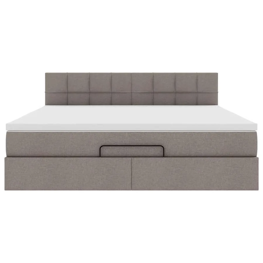 Cadre de lit ottoman avec matelas taupe 180x200 cm tissu - 7