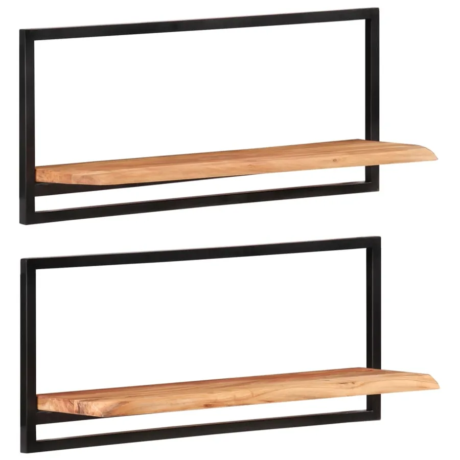 Étagères murales 2 pcs 80x25x35 cm Bois d'acacia et acier - 10