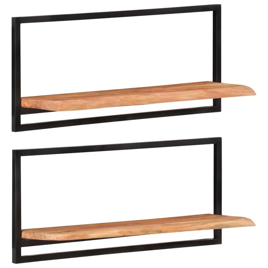 Étagères murales 2 pcs 80x25x35 cm Bois d'acacia et acier - 11