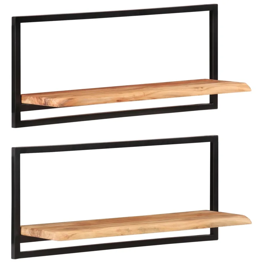 Étagères murales 2 pcs 80x25x35 cm Bois d'acacia et acier - 9