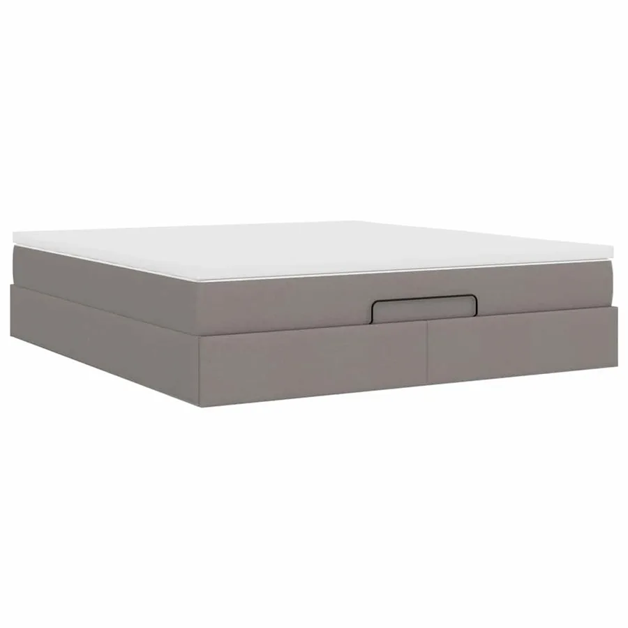 Cadre de lit ottoman avec matelas taupe 180x200 cm tissu - 10