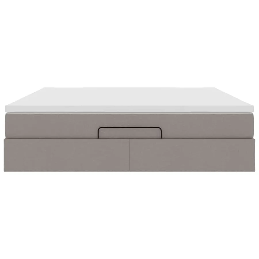 Cadre de lit ottoman avec matelas taupe 180x200 cm tissu - 7
