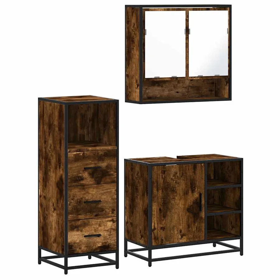 Ensemble de meubles de salle de bain 3 pcs Chêne fumé - 2