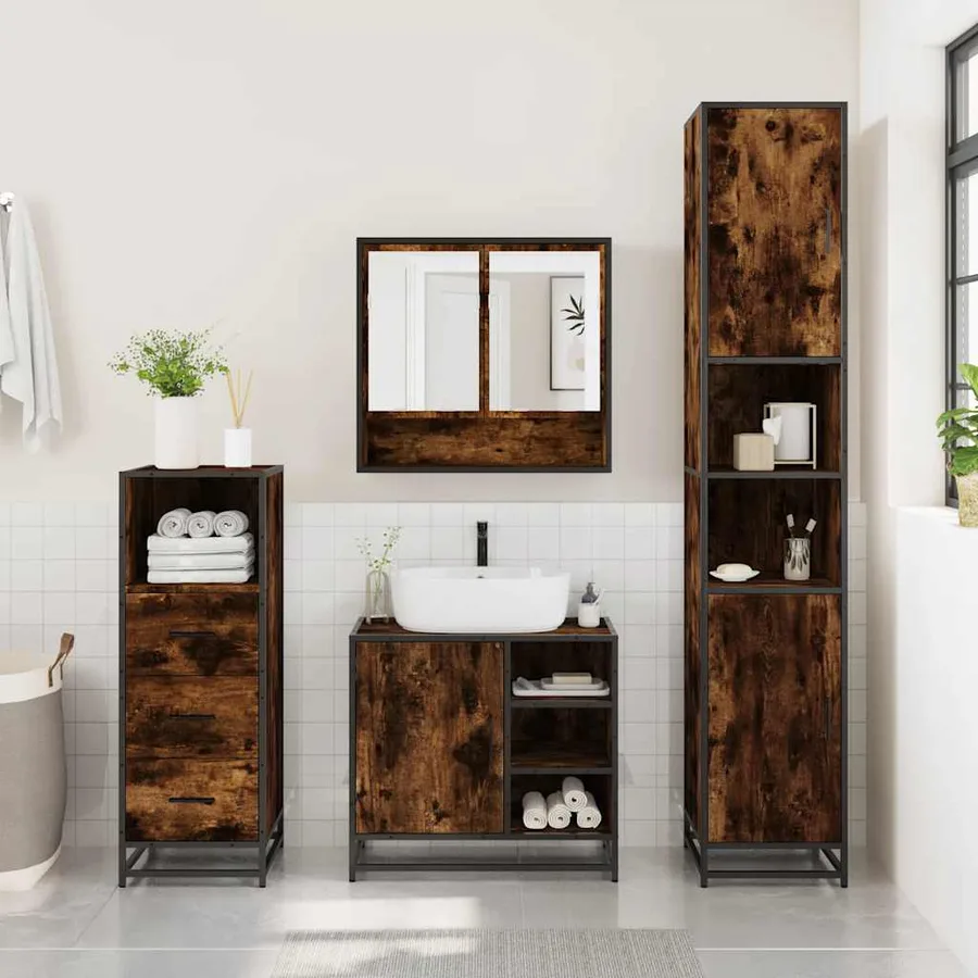 Ensemble de meubles de salle de bain 3 pcs Chêne fumé - 3