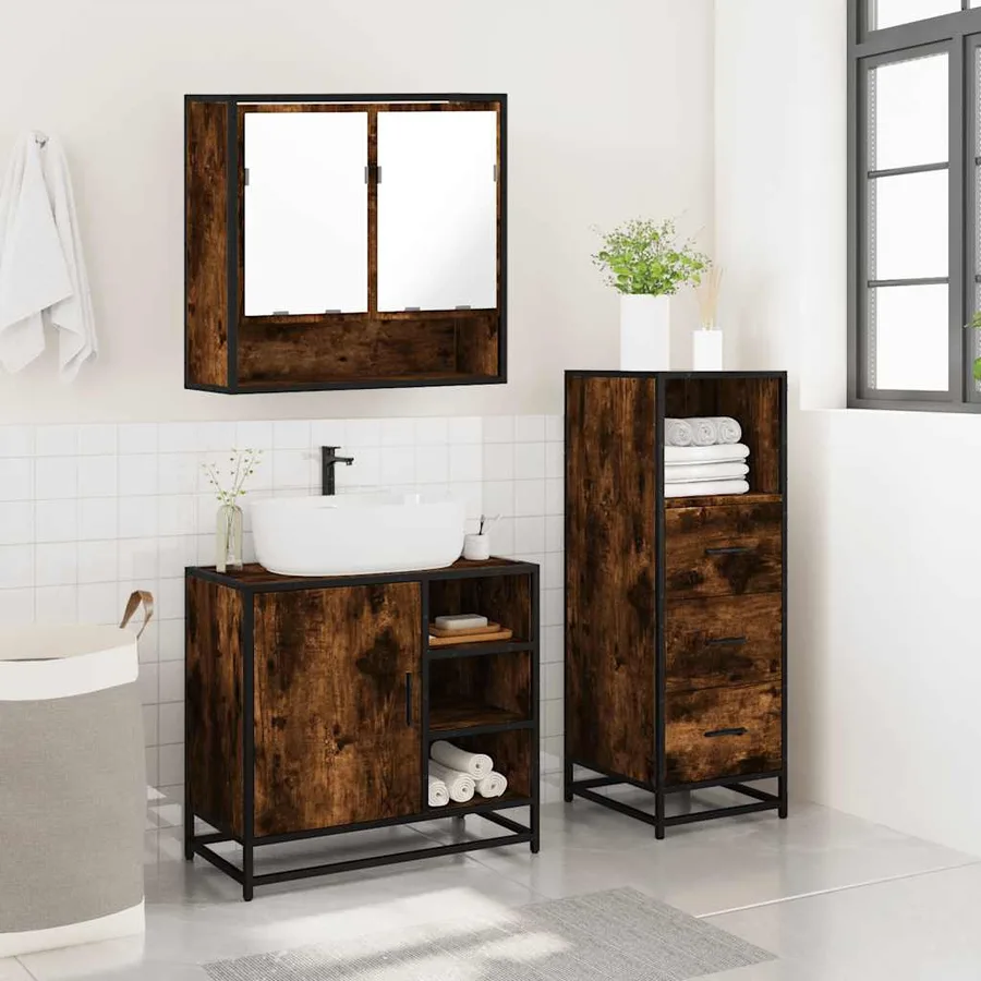 Ensemble de meubles de salle de bain 3 pcs Chêne fumé - 4
