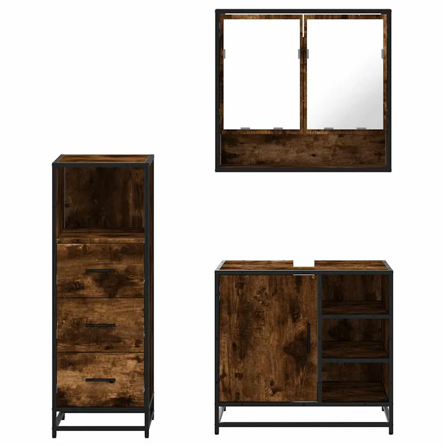 Ensemble de meubles de salle de bain 3 pcs Chêne fumé - 5