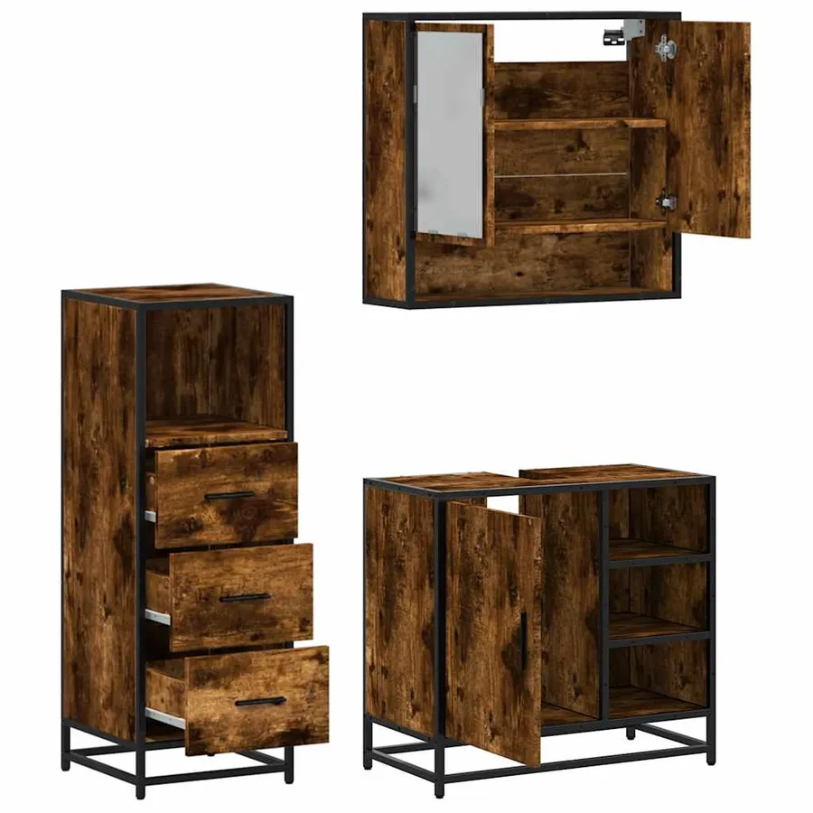 Ensemble de meubles de salle de bain 3 pcs Chêne fumé - 8