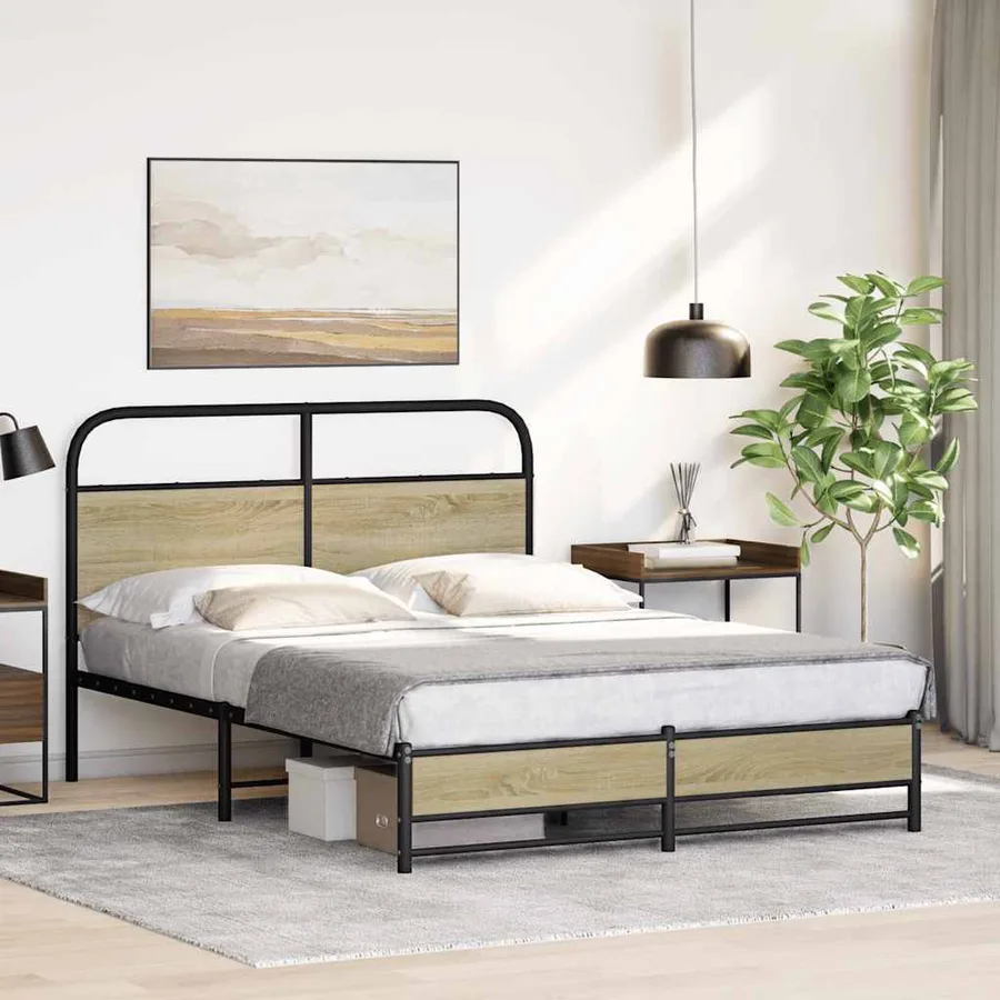 Cadre de lit sans matelas 140x200 cm chêne sonoma - 4