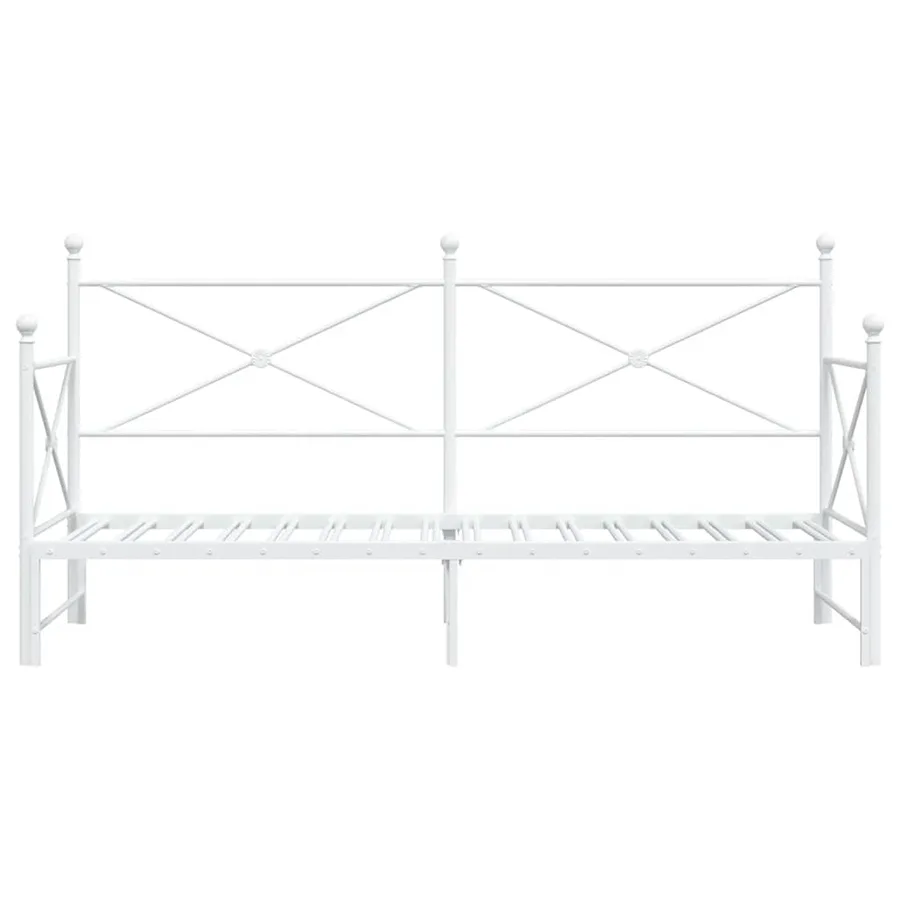 Lit de jour avec lit gigogne sans matelas blanc 80x200 cm acier - 6