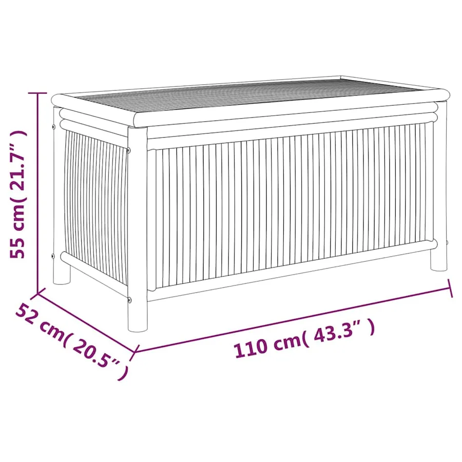 Garden Storage Box 110x52x55 cm Bamboo - 8